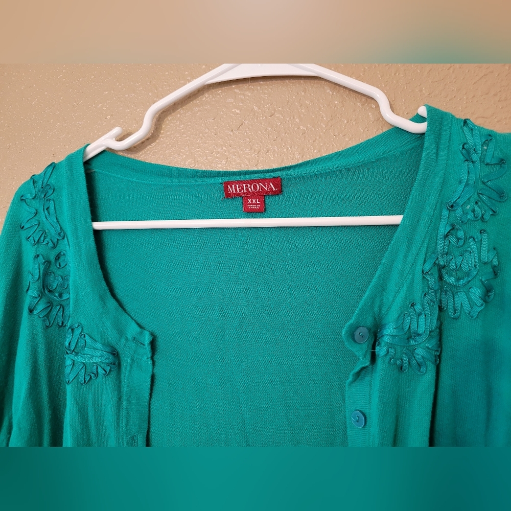 XXL Merona teal cardigan - Picture 2 of 3